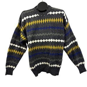 Vtg Claiborne Men’s Medium Geometric Crewneck‎ Sweater 100% Cotton Grandpa